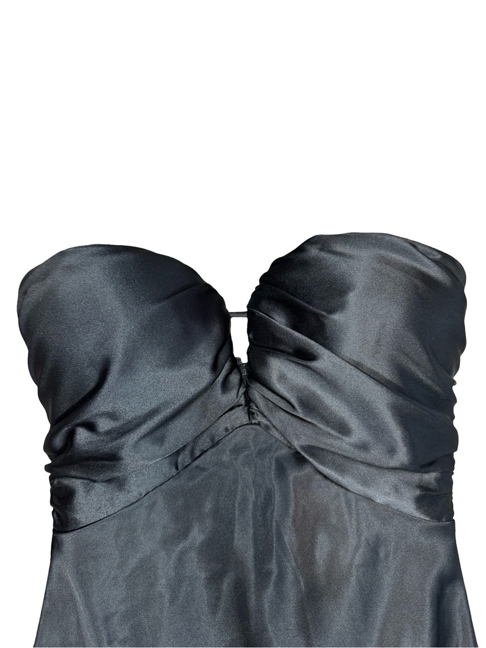 Long Formal Strapless Satin Black Bustier Dress SZ XS
